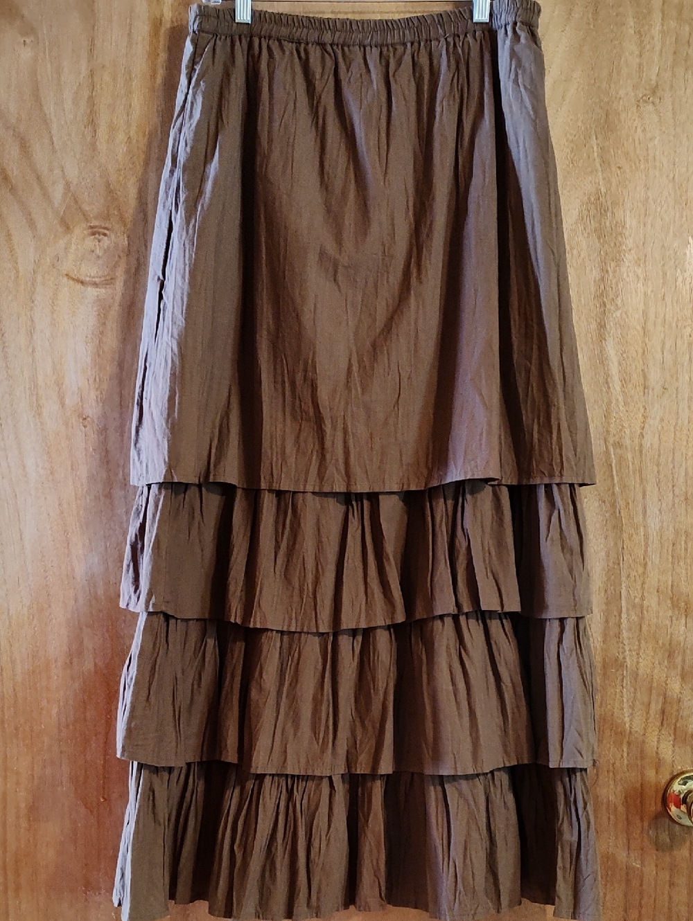 *Like New* Sacred Threads Tiered Skirt Brown 100% Cotton Boho Hippie India OS - Picture 6 of 7